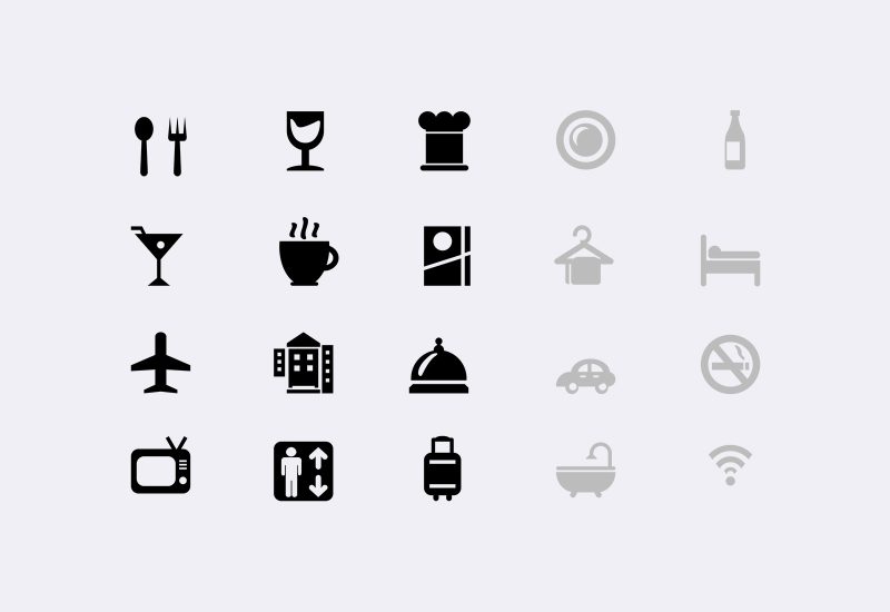 Vector hotel and restaurant icons