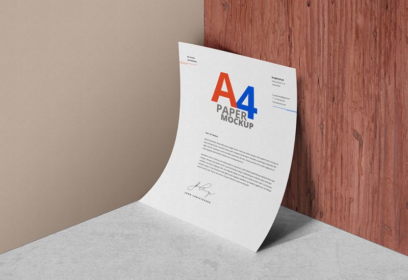 A4 Paper PSD Mockup Template