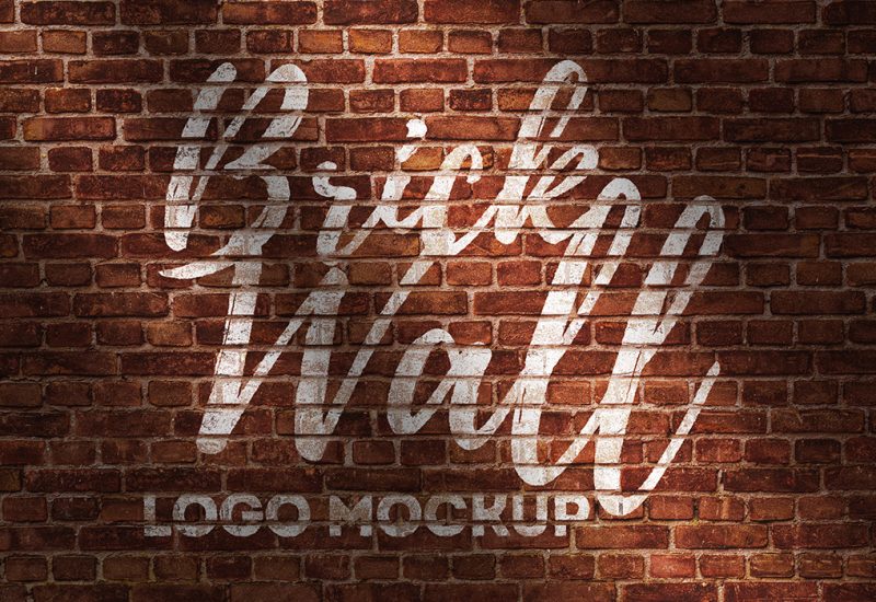 Brick Wall Logo Mockup PSD
