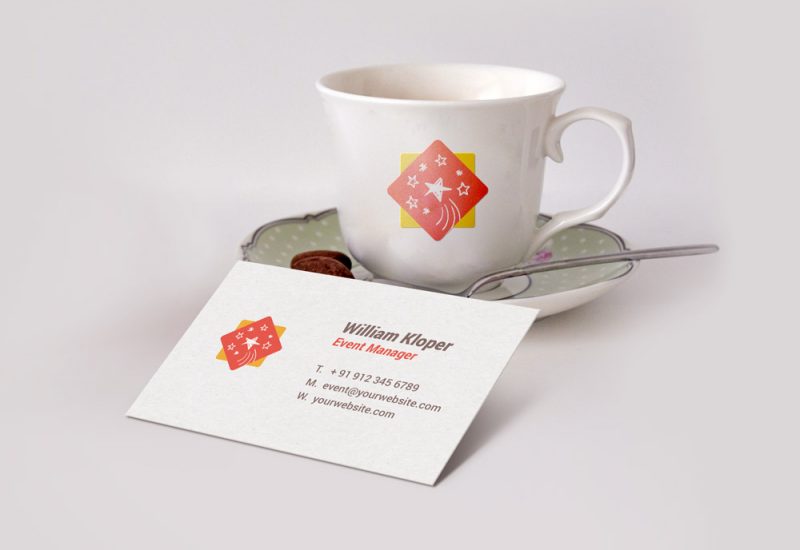 Business Card Coffee Cup Scene Mockup