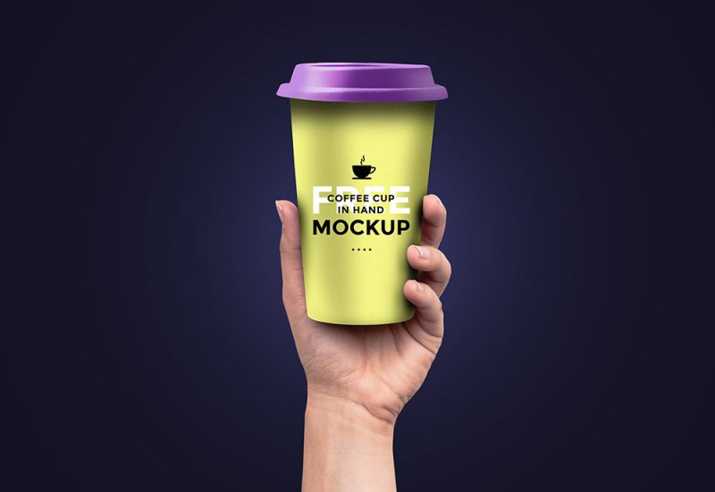 Coffee Cup in Hand PSD Mockup