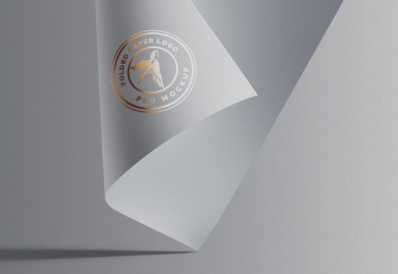 PSD Folded Paper Logo Mockup