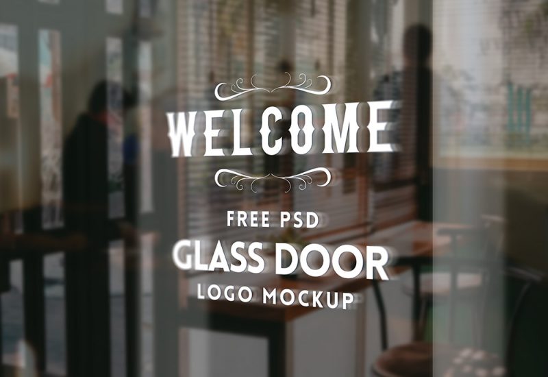 Free Glass Door Logo Mockup