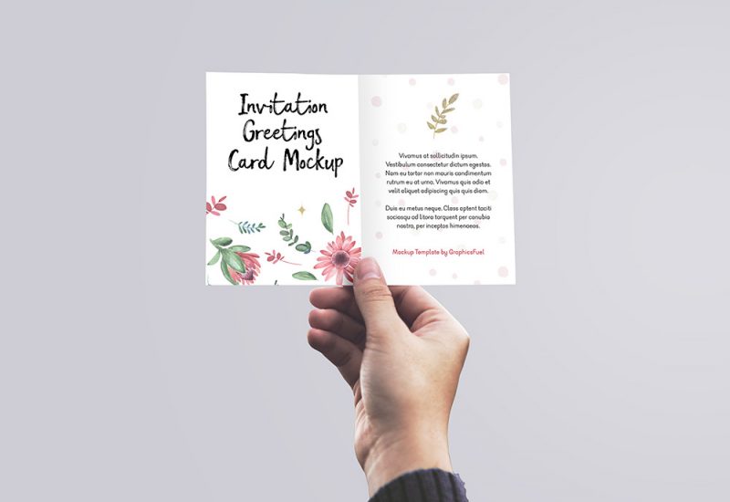 Free Invitation Card in Hand Mockup Design