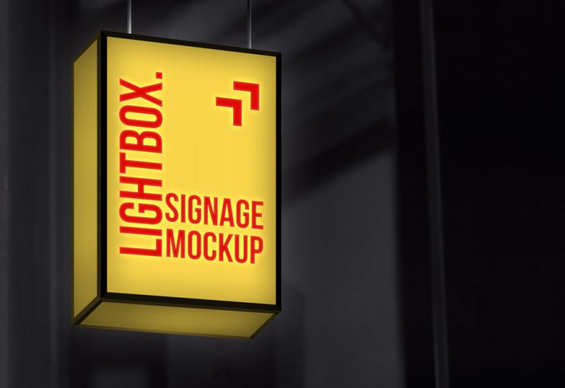 Lightbox Signage Mockup PSD