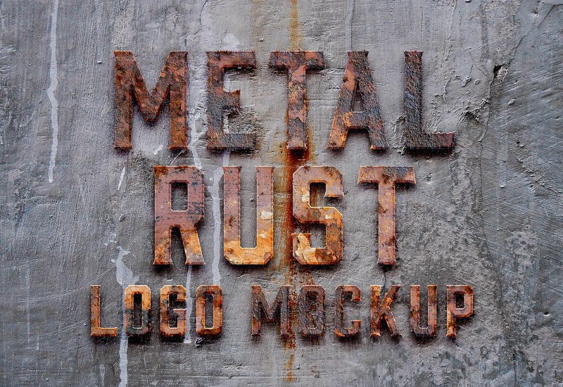 Metal Rust Logo Mockup PSD Template