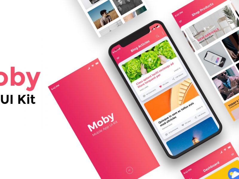 Moby App UI Kit PSD