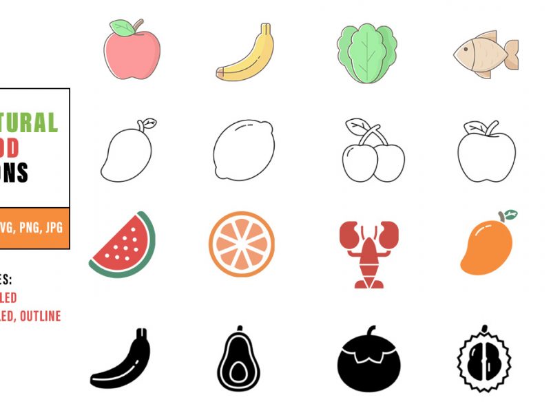 Natural Food Icons Vector Pack