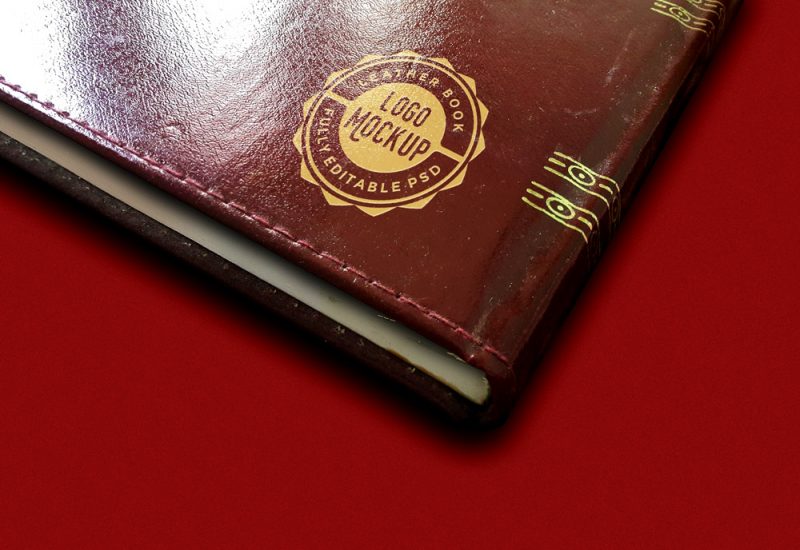 Leather Book Logo Mockup PSD