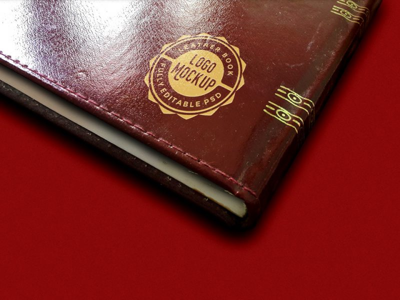 Leather Book Logo Mockup PSD