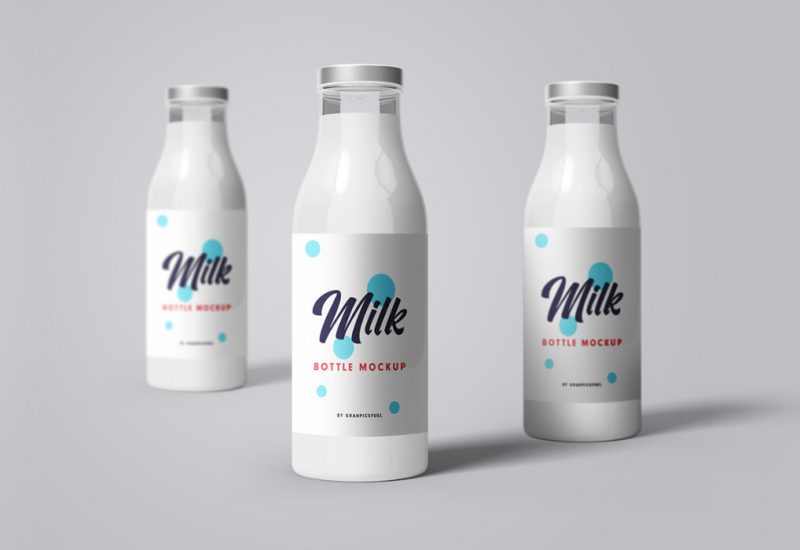 PSD Milk Bottle Mockup Templates