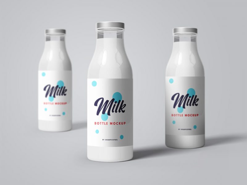 PSD Milk Bottle Mockup Templates