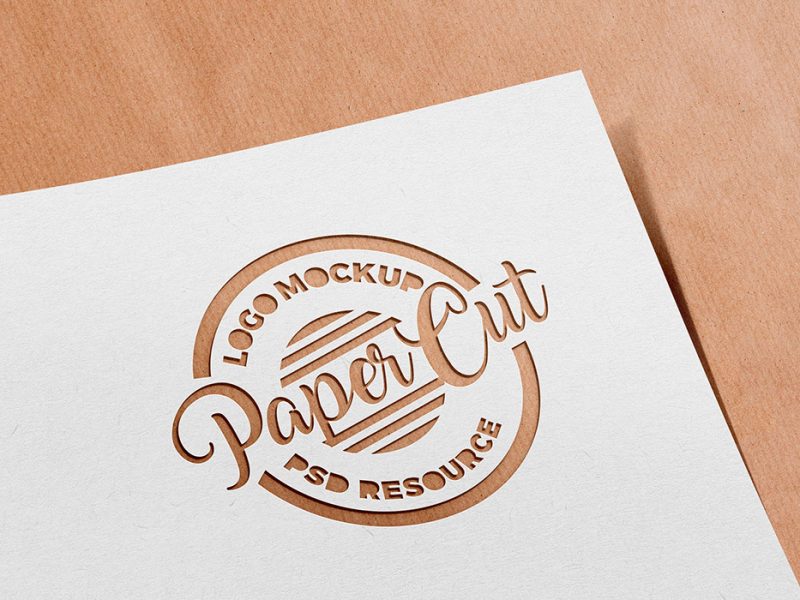 Paper Cutout Logo Mockup PSD