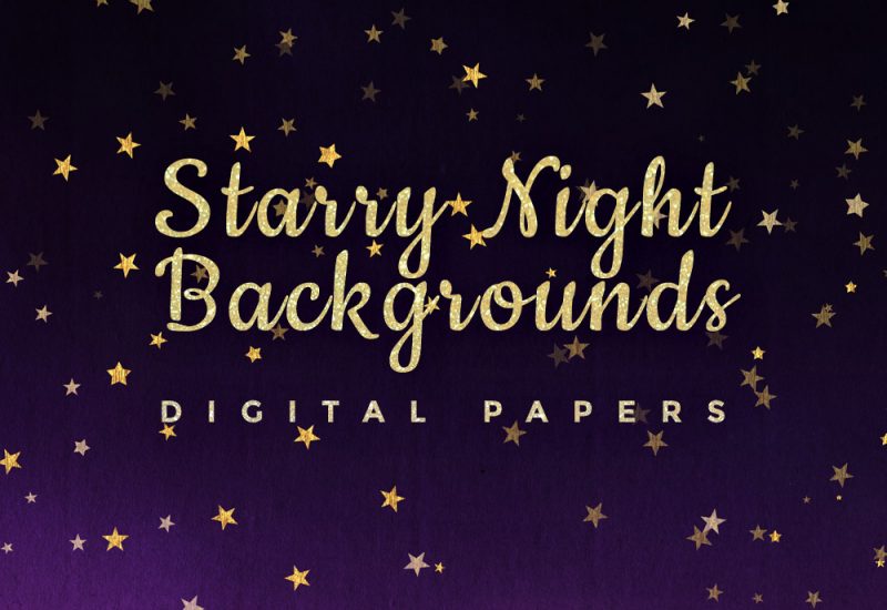 Starry Night Digital Paper Backgrounds