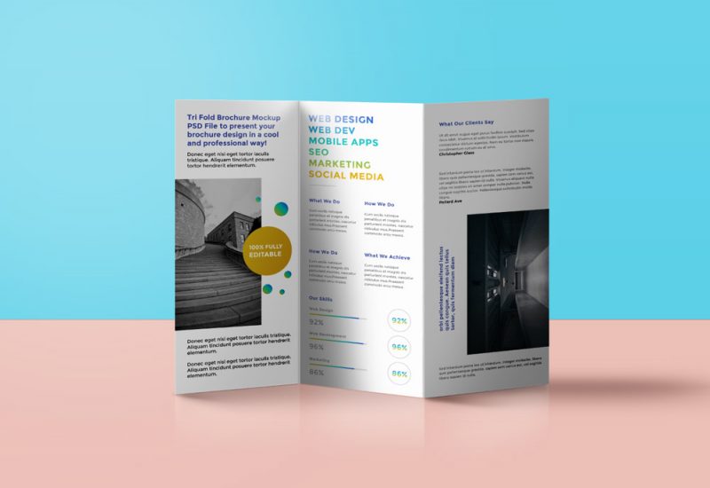 Tri-fold Brochure Mockup Template PSD