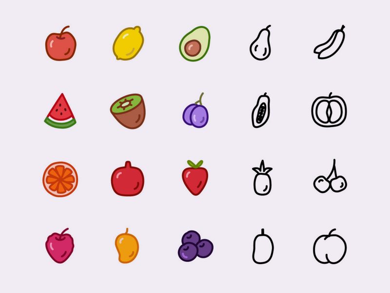 Vector Fruit Icons Pack