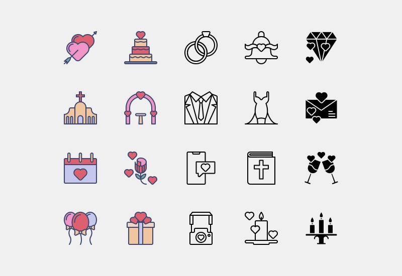 Vector Wedding Icons Pack