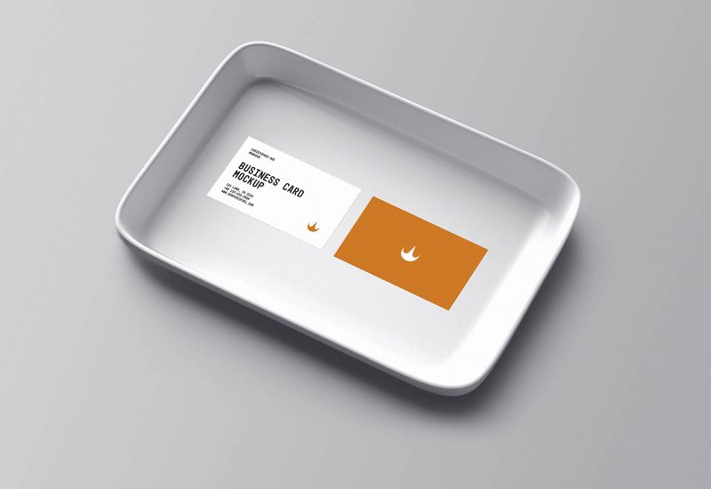 Business card in tray mockup