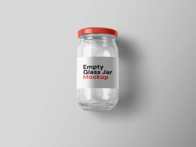Empty glass jar mockup template