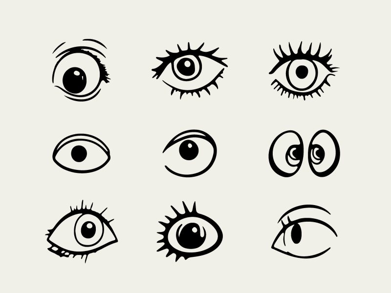 Eyes Wide Opened Cartoon Vector Graphics