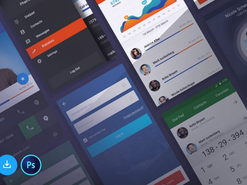 Free Android UI Kit PSD