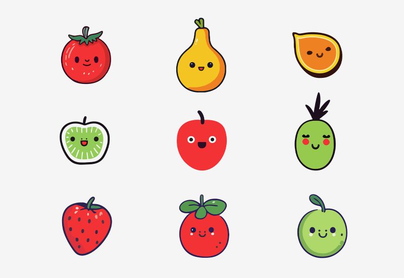 Vector Funny Fruit Icons