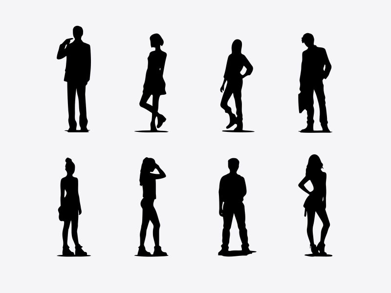 Free vector human poses silhouette