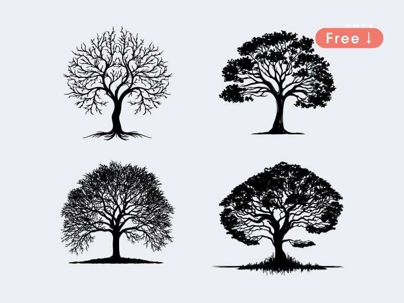 Vector Tree Silhouettes Clipart