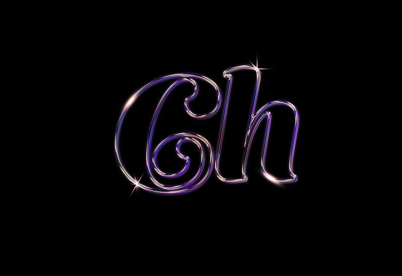 Holographic chrome text effect