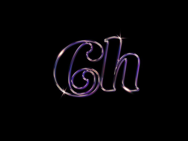Holographic chrome text effect