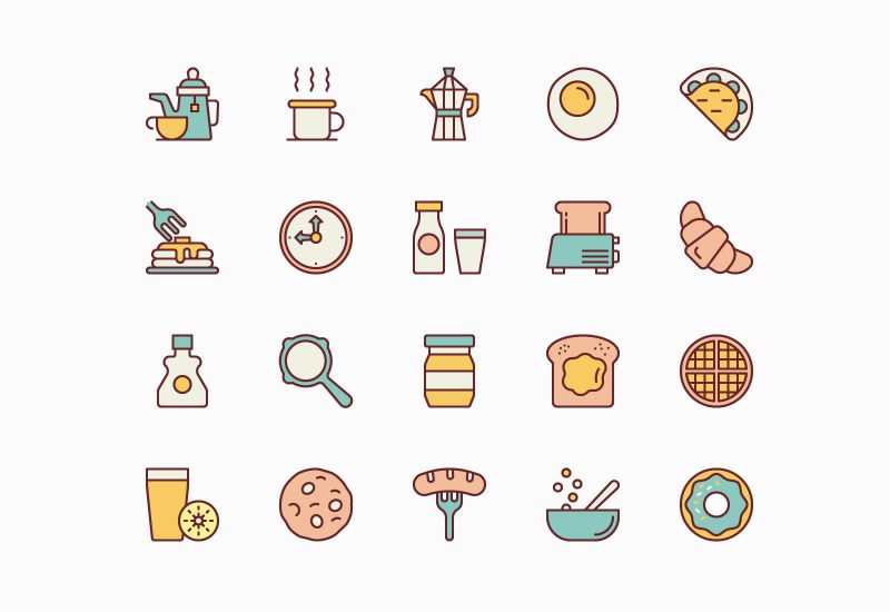 Morning breakfast vector icons