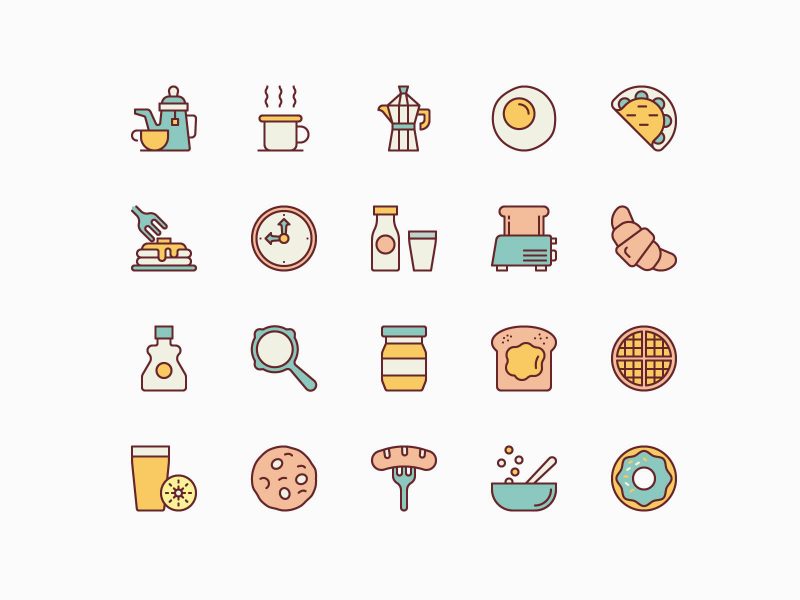 Morning breakfast vector icons