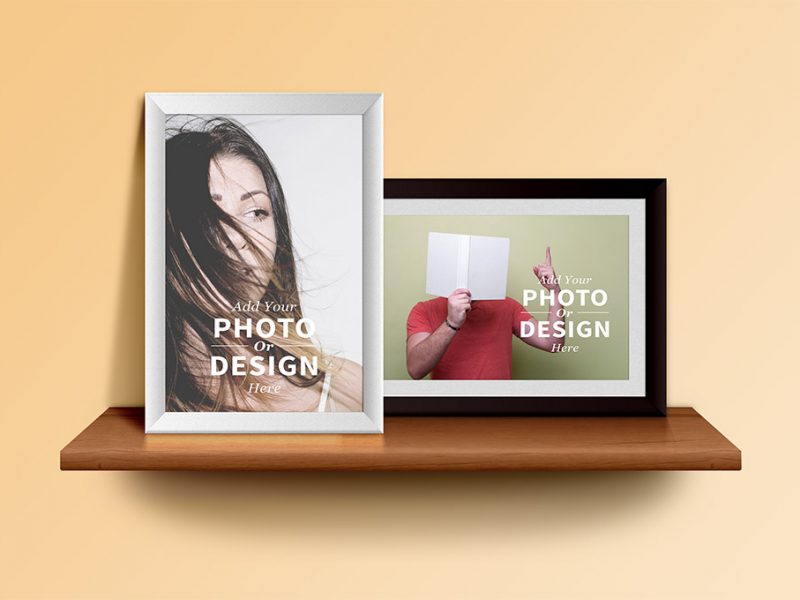 Free Photo Frames & Shelf Mockup