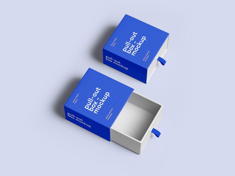 Pull out packaging box mockups