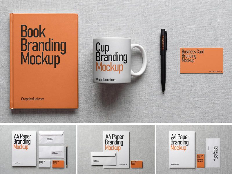 Stationery branding mockup pack with A4 letterhead