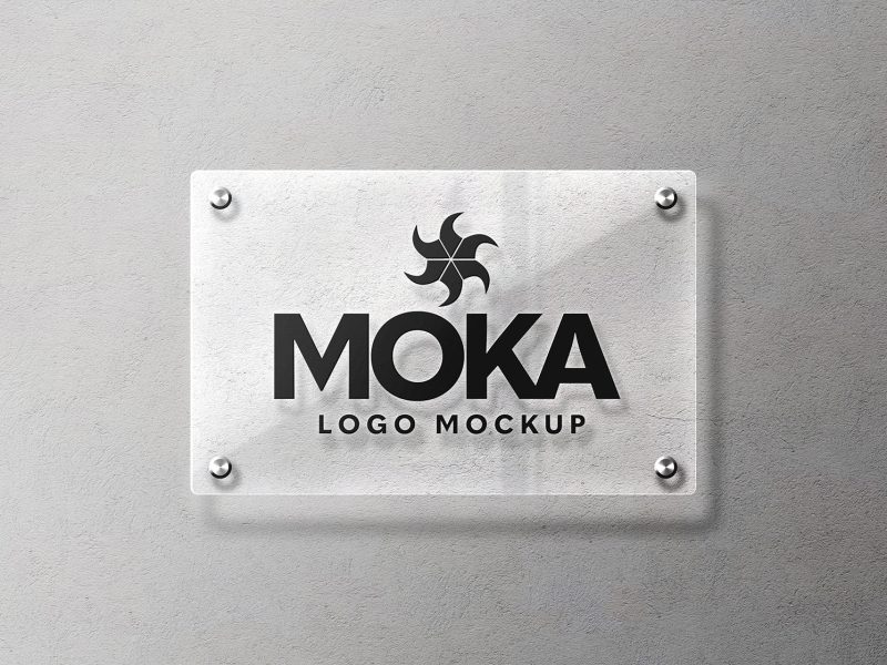 Transparent glass logo mockup