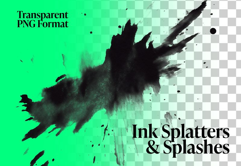 Transparent PNG ink splatter and splashes