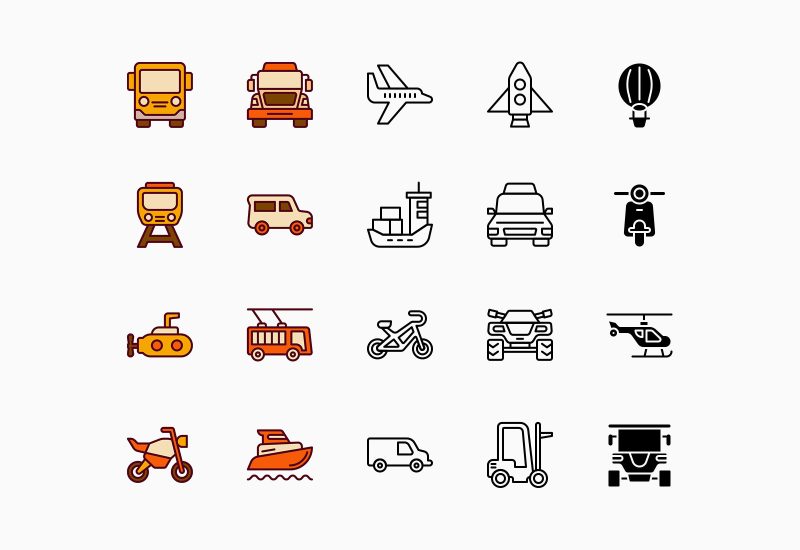 Transport icons pack