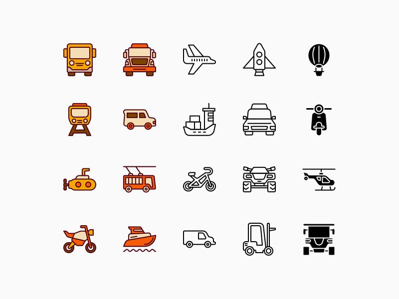 Transport icons pack