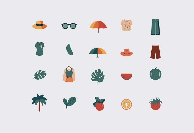 Tropical Vector Icons Set