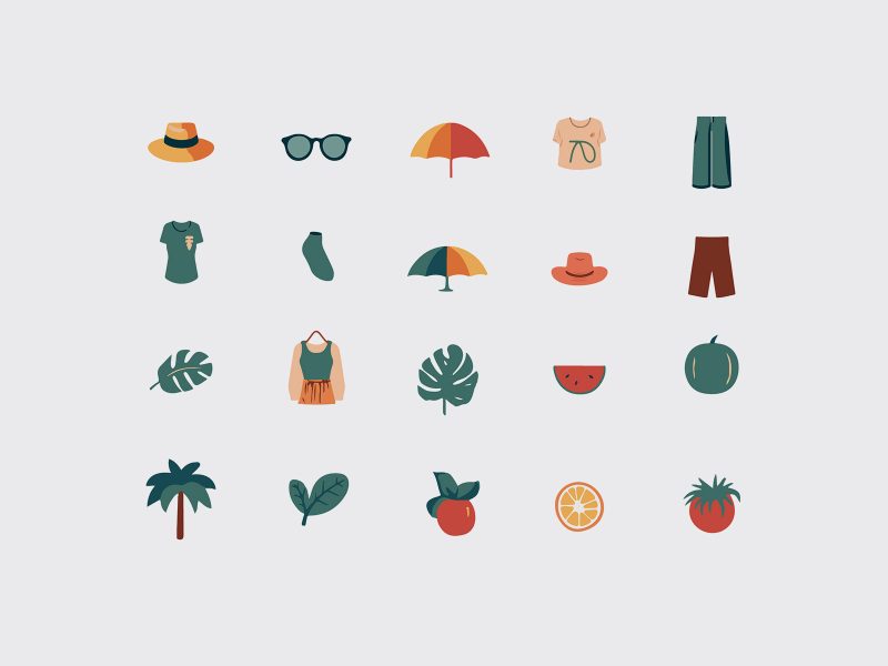 Tropical Vector Icons Set